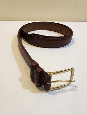 ALLEN EDMONDS Men's Classic Brown Leather Belt with Brass Buckle Size 36